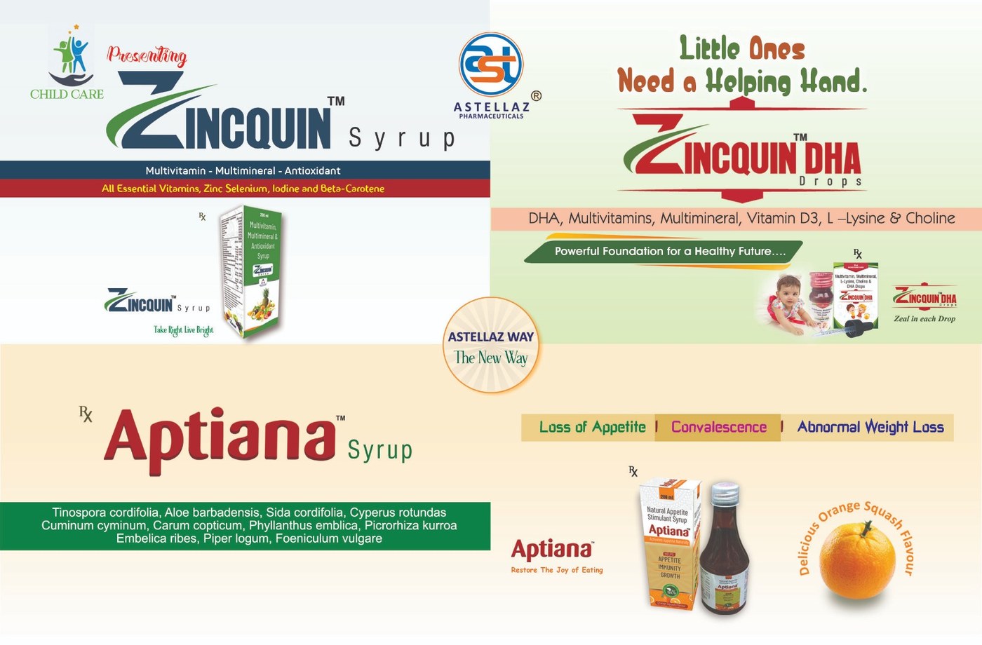 Zincquin-DHA Drops and Child Care promotional sheet